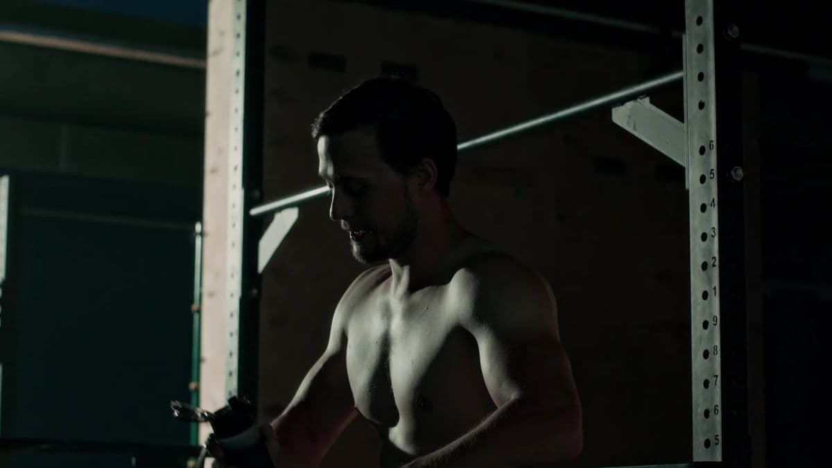 A man working out shirtless