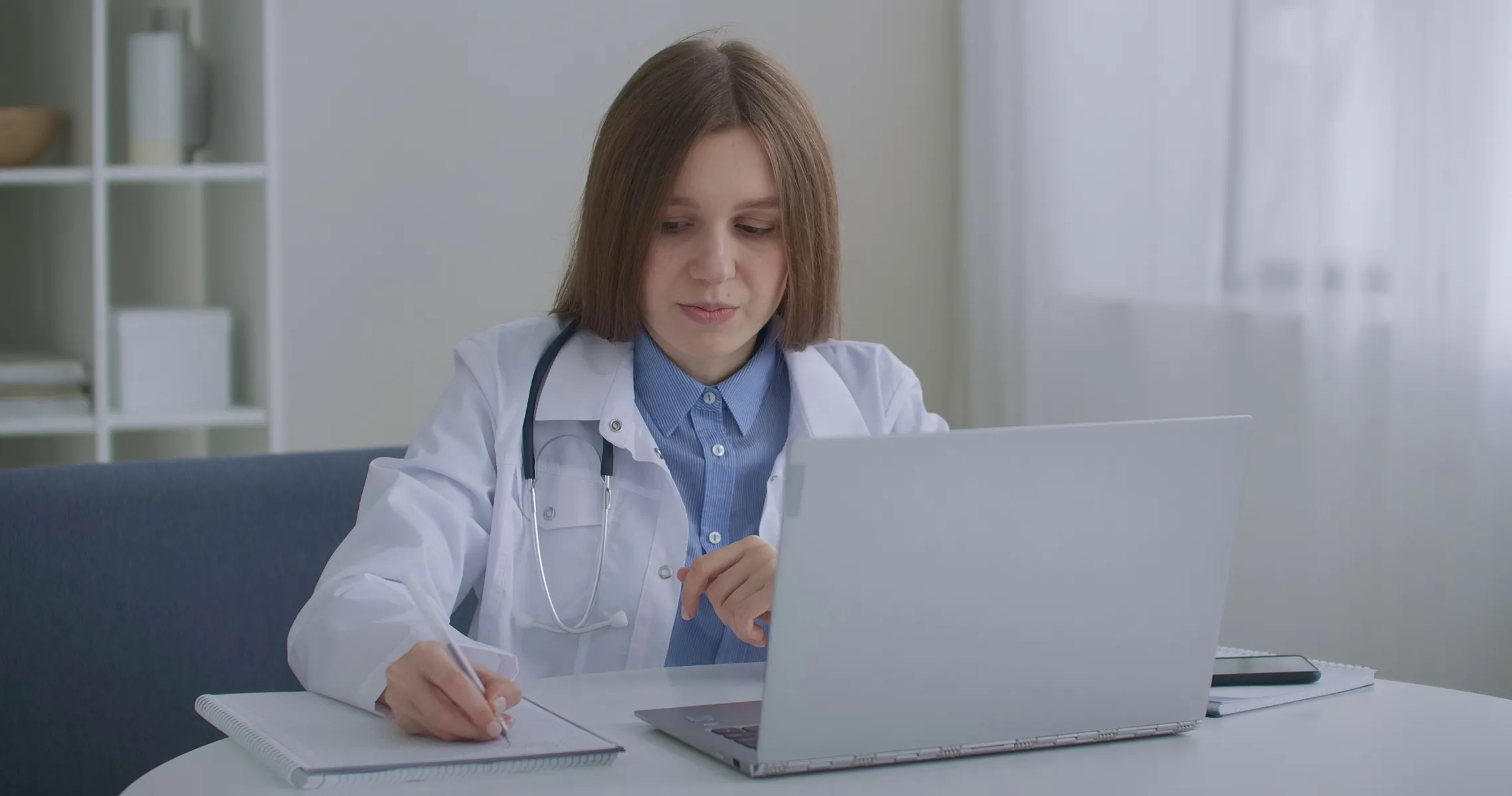 Female telemedicine doctor consulting online about hormone therapy and prescription medications